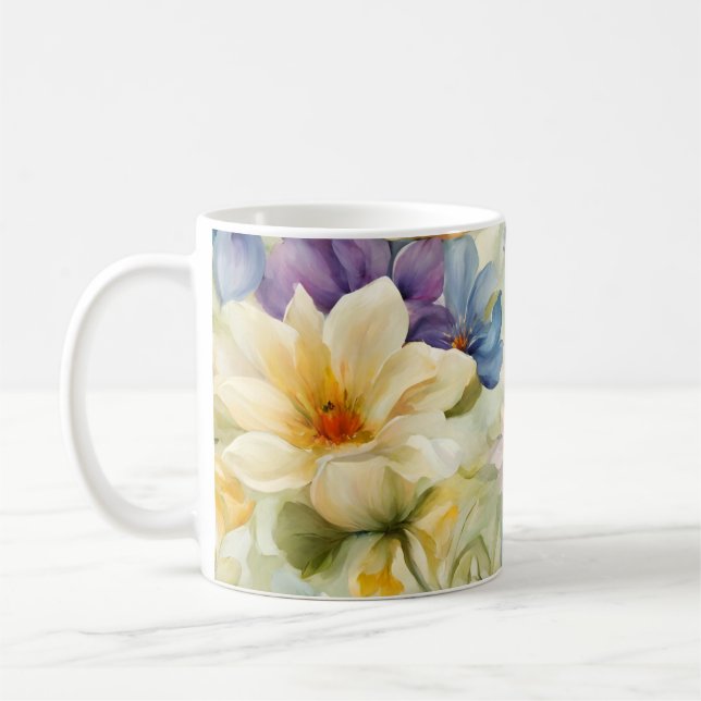 Taza De Café Exquisitas Flores De Primavera Sofisticadas. Pintu (Izquierda)