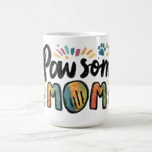 Taza De Café Exquisito gráfico "Pawsome MOM" con patas colorida