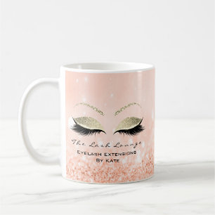 Taza De Café Extensión Eyelash Estudio de belleza Purpurina Gol
