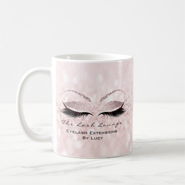 Taza De Café Extensión Eyelash Estudio de belleza Purpurina ros (Izquierda)