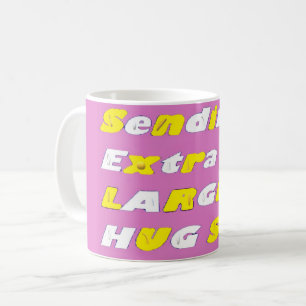 Taza De Café Extra Large Hugs diseño gráficos de color amarillo