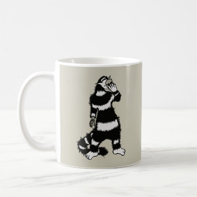 Taza De Café Extraña Máscara De Cráneo De Gato Whimsical Gótica (Izquierda)