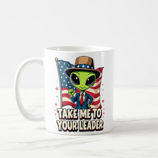 Taza De Café Extranjero Divertido Llévame a Tu Líder Patriota d (Izquierda)