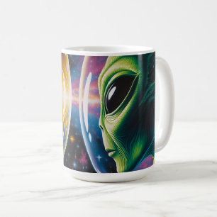 Taza De Café Extranjero y astronauta en el espacio
