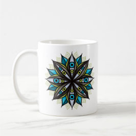 Taza De Café Extraños Ojos Mandala Art - Trippy Flor Azul Verde