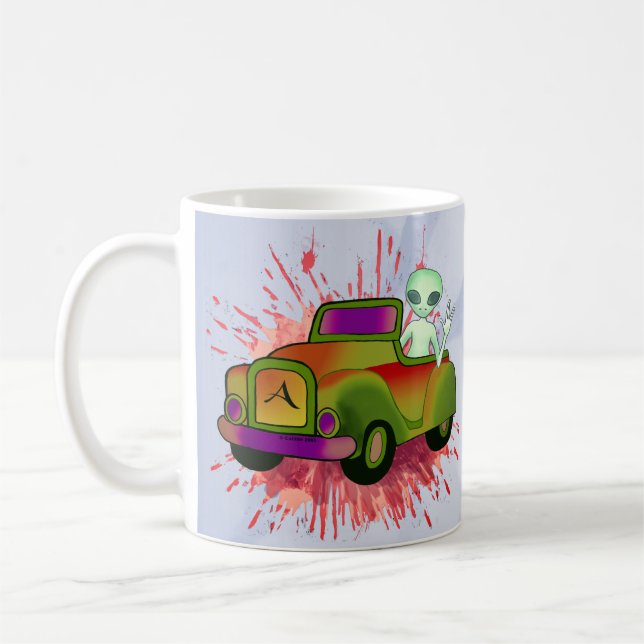 Taza De Café Extraterrestre Conduciendo Coche (Izquierda)