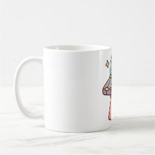 Taza De Café Extraterrestre Lindo En Nave Espacial OVNI Con Ray