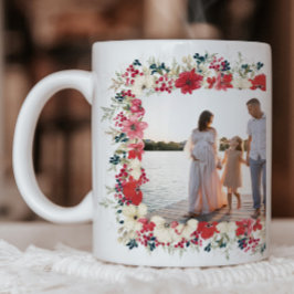 Taza De Café exuberante foto botánica de navidades florales clá