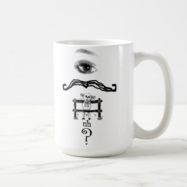 Taza De Café Eye Mustache Ewe Uh Question Mug (Derecha)