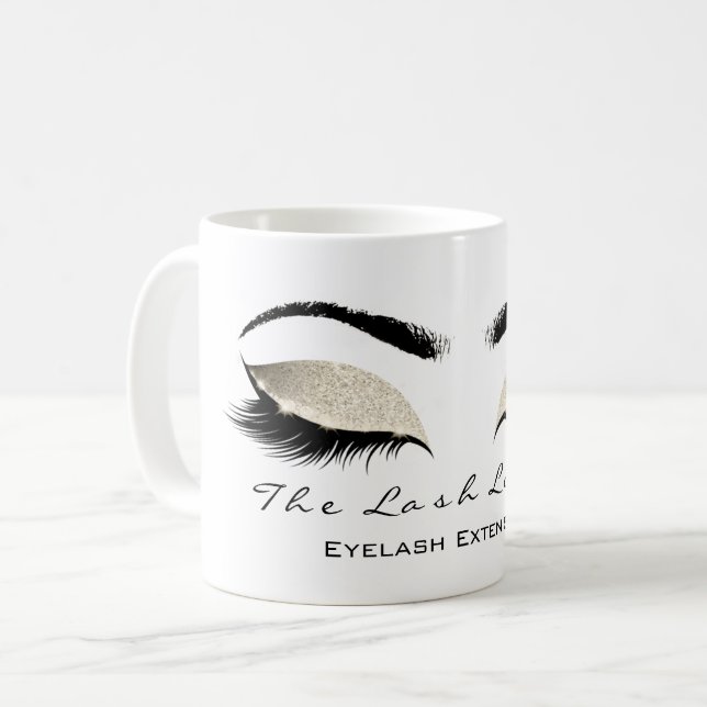 Taza De Café Eyelash Extenention Beauty Studio Ivory Purpurina (Anverso izquierdo)