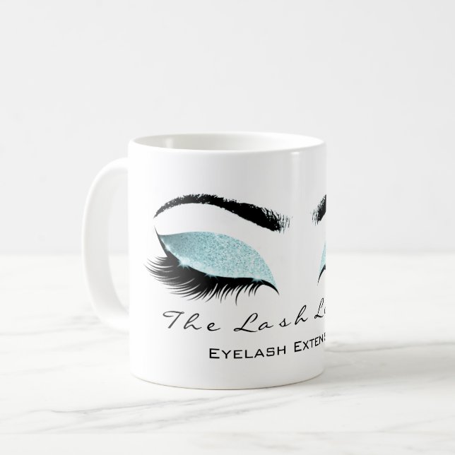 Taza De Café Eyelash Extension Beauty Studio Aqua Blue Purpurin (Anverso izquierdo)