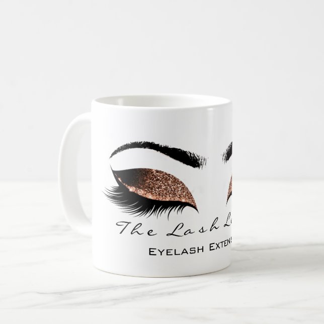 Taza De Café Eyelash Extension Beauty Studio Coffe Purpurina (Anverso izquierdo)
