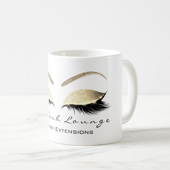 Taza De Café Eyelash Extension Beauty Studio Gold Purpurina (Anverso derecho)