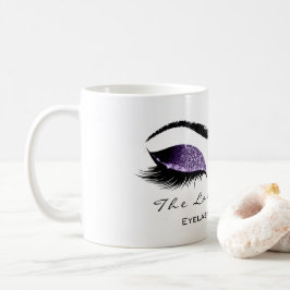 Taza De Café Eyelash Extension Beauty Studio Purpurina púrpura