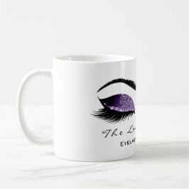 Taza De Café Eyelash Extension Beauty Studio Purpurina púrpura