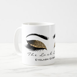 Taza De Café Eyelash Extensión Estudio de belleza Purpurina de 