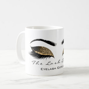 Taza De Café Eyelash Extensión Estudio de belleza Purpurina de