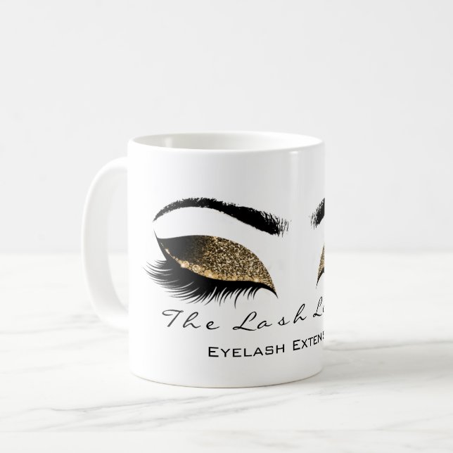 Taza De Café Eyelash Extensión Estudio de belleza Purpurina de  (Anverso izquierdo)
