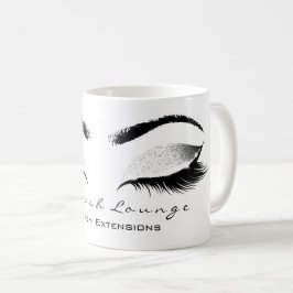 Taza De Café Eyelash Extensión Estudio de belleza Purpurina gri