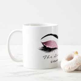 Taza De Café Eyelash Extensión Estudio de belleza Purpurina ros
