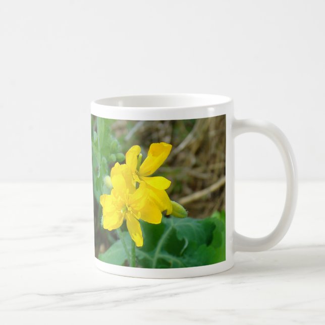 Taza De Café F44 Flores silvestres amarillas mostaza salvaje (Derecha)