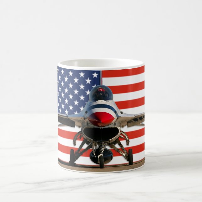 Taza De Café F-16 Bandera estadounidense Mug (Centro)