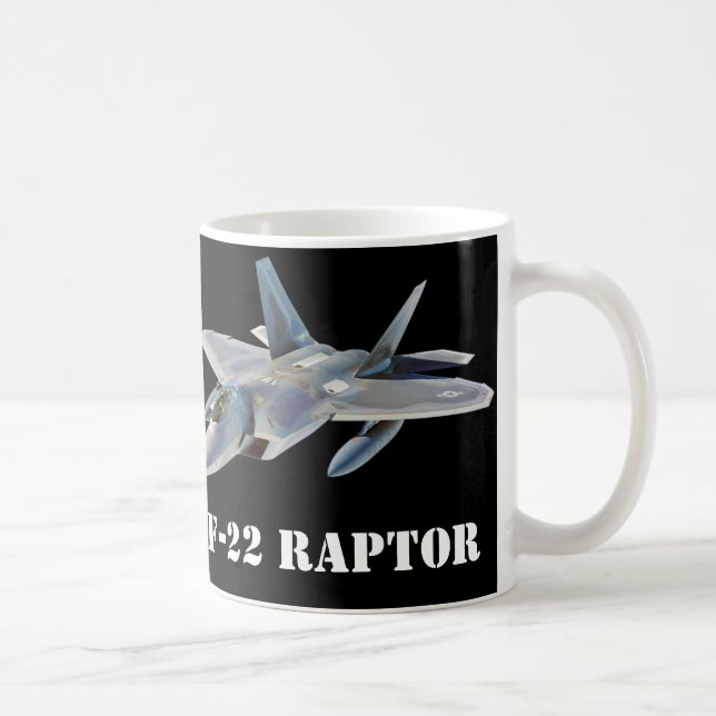 Taza De Café F-22 Raptor Fighter Jet en negro (Derecha)
