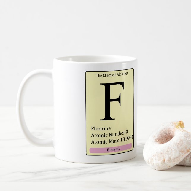 Taza De Café F alfabeto químico inicial (Con donut)