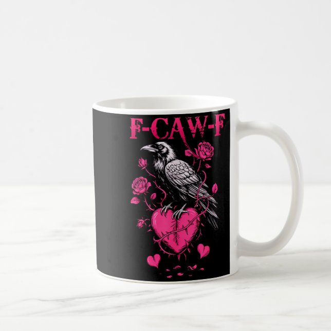 Taza De Café F-caw-f Black Crow Black Bird Roses Heart Funny Va (Derecha)