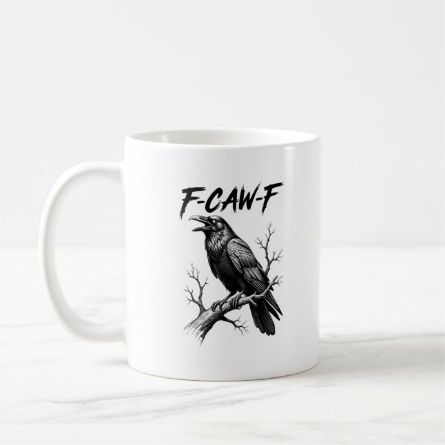 Taza De Café F Caw F Crow Lover Raven Meme Classic Style (Izquierda)