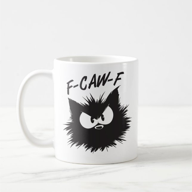 Taza De Café "F-CAW-F" Funny Grumpy Cat Mug (Izquierda)