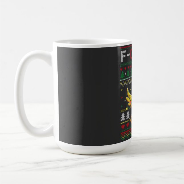 Taza De Café F-CAW-F Funny Screaming Chicken Ugly Christmas (Izquierda)