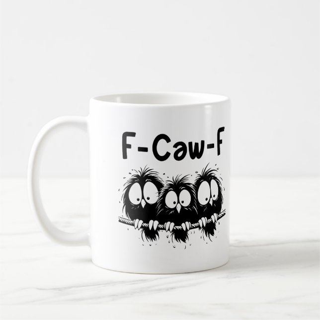 Taza De Café "F-Caw-F" Funny Startled Birds Mug (Izquierda)