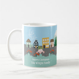 Taza De Café Fa la la cute árbol de Navidad en pueblo rosado