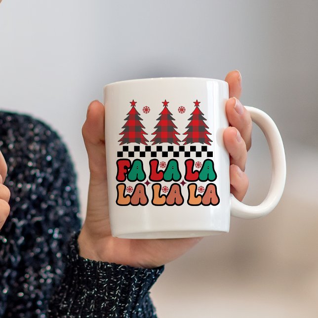 Taza De Café Fa la la Retro Groovy Navidades festivos (Fa la la la Retro Groovy Christmas Holidays Coffee Mug)