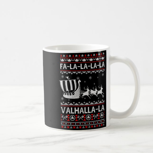 Taza De Café Fa La La Valhalla Viking Ship Christmas Xmas Ugly  (Derecha)