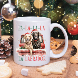 TAZA DE CAFÉ FA LA LABRADOR DOG RED TRUCK FURRY NAVIDADES