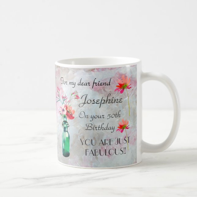 Taza De Café Fab a 50 KEEPSAKE Mug Floral Pastel Nombre Mug (Derecha)