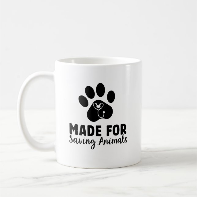 Taza De Café Fabricado para salvar animales mascota pew Vet Tec (Izquierda)