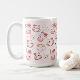 Taza De Café Fabricado puramente: Kawaii Cat Coffee Mug
