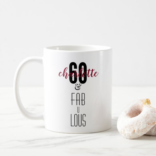 Taza De Café Fabuloso regalo de cumpleaños número 60 personaliz (Con donut)