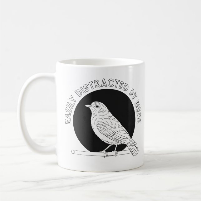 Taza De Café "Fácilmente distrado por los pájaros - Diseño del  (Izquierda)