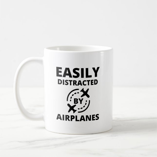 Taza De Café Fácilmente distraído por aviones divertido aviador (Izquierda)