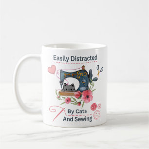 Taza De Café Fácilmente Distraído Por Gatos Y Amante De Máquina