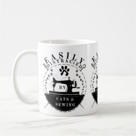 Taza De Café Fácilmente Distraído Por Gatos Y Costura 