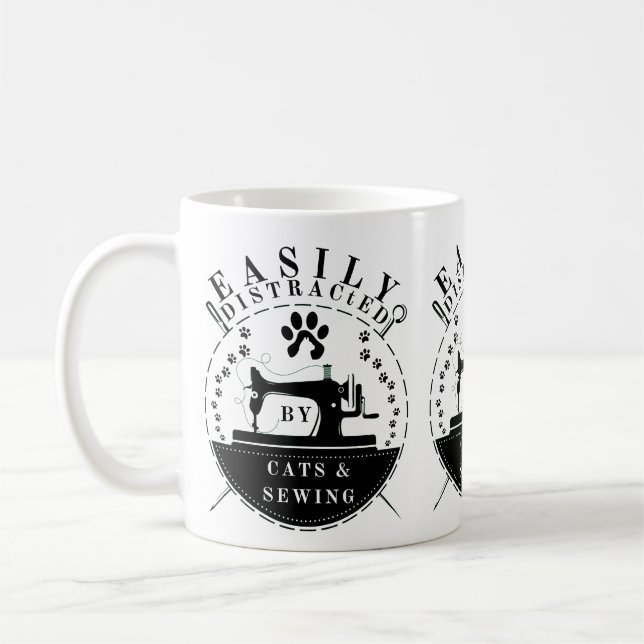Taza De Café Fácilmente Distraído Por Gatos Y Masticado (Izquierda)