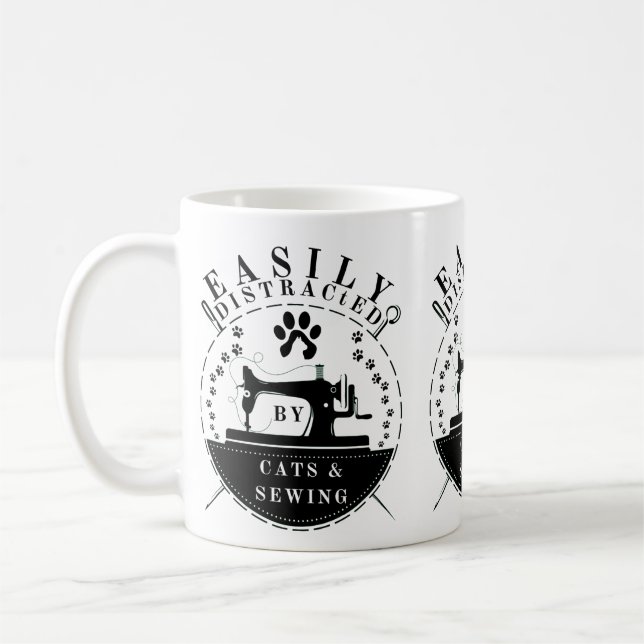 Taza De Café Fácilmente Distraído Por Gatos Y Masticado (Izquierda)