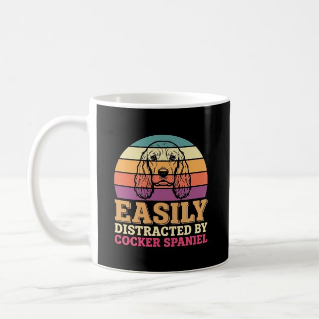 Taza De Café Fácilmente Distraído Por Perro Retro Cocker Spanie (Izquierda)