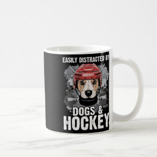 Taza De Café Fácilmente Distraído Por Perros Y Hockey Divertido