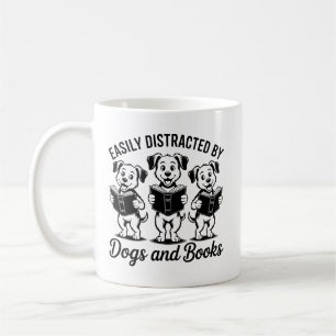 Taza De Café Fácilmente Distraído por Perros y Libros